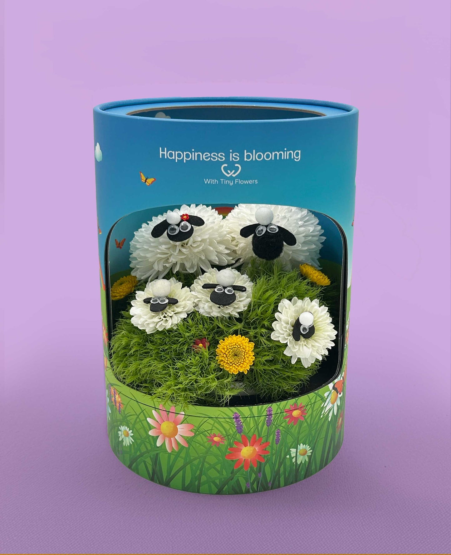 The Wooly Sheep Family – Made with Fresh Cut Flowers