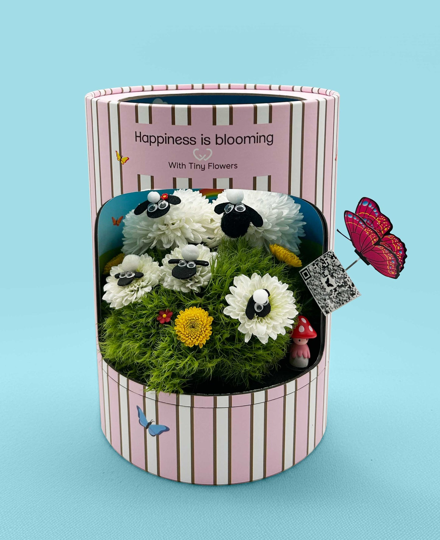 The Wooly Sheep Family – Made with Fresh Cut Flowers