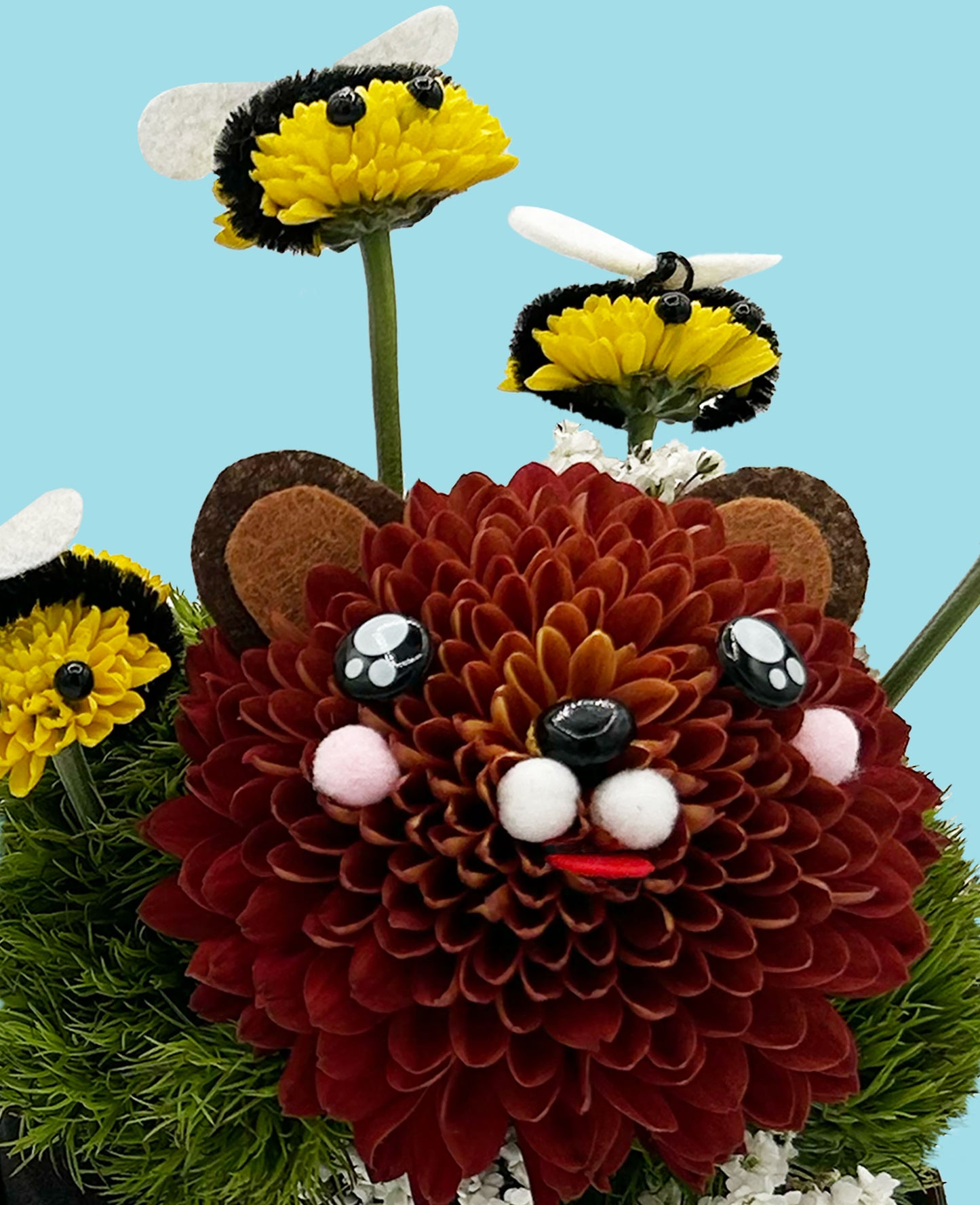 Bluebearry Bear - Made with Fresh Cut Flowers