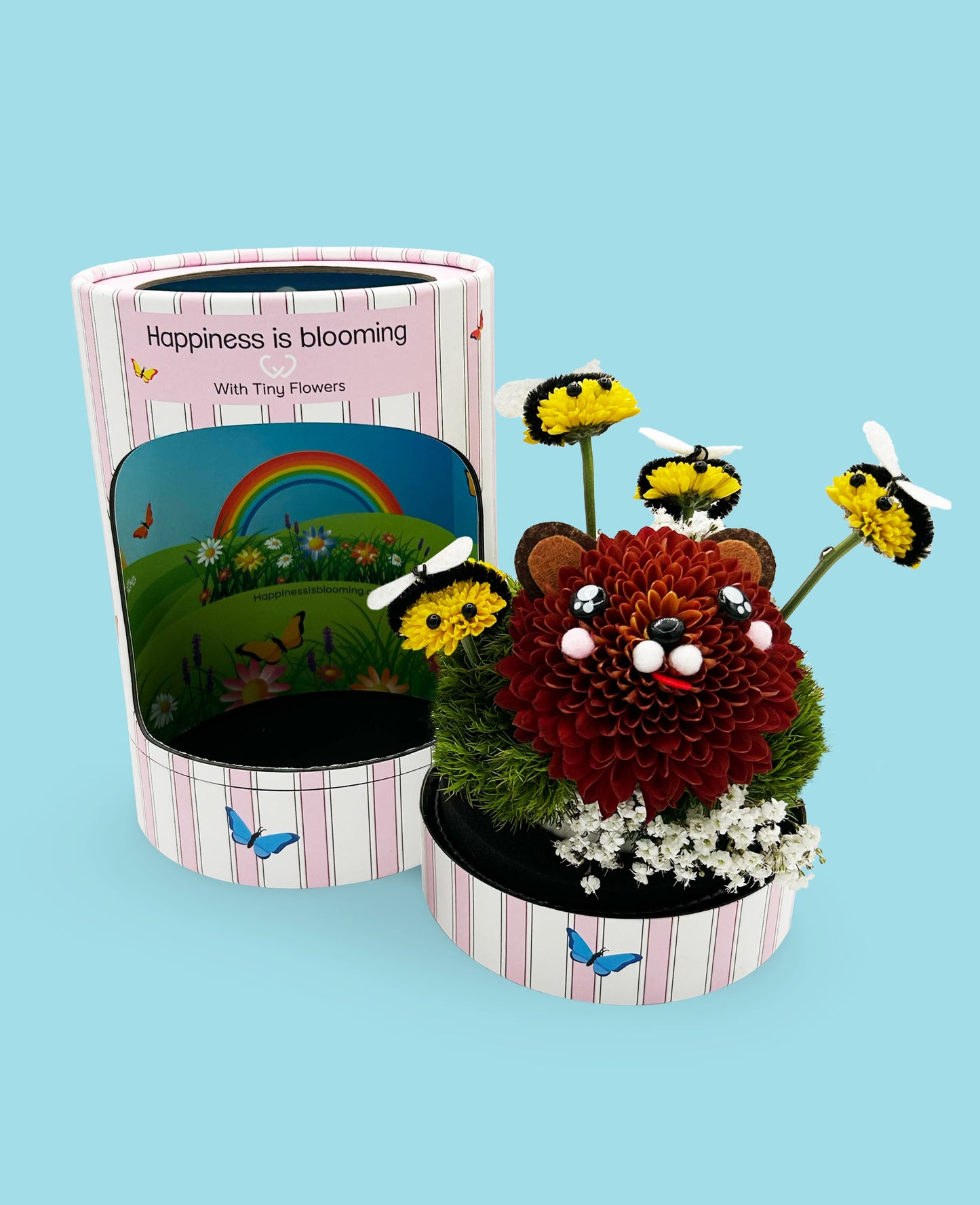 Bluebearry Bear - Made with Fresh Cut Flowers