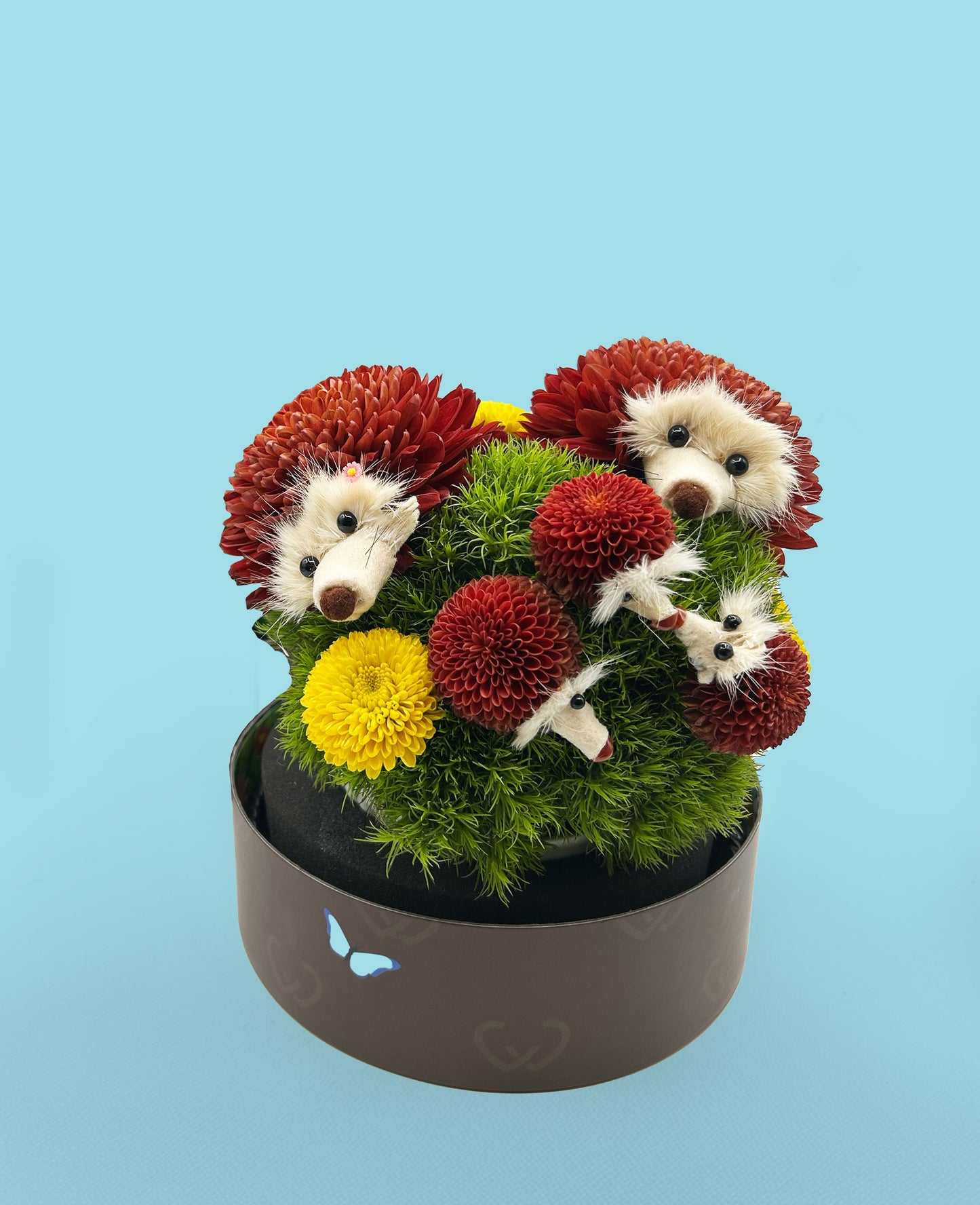 The Pricklepants Hedgehog Family - Made with Fresh Cut Flowers