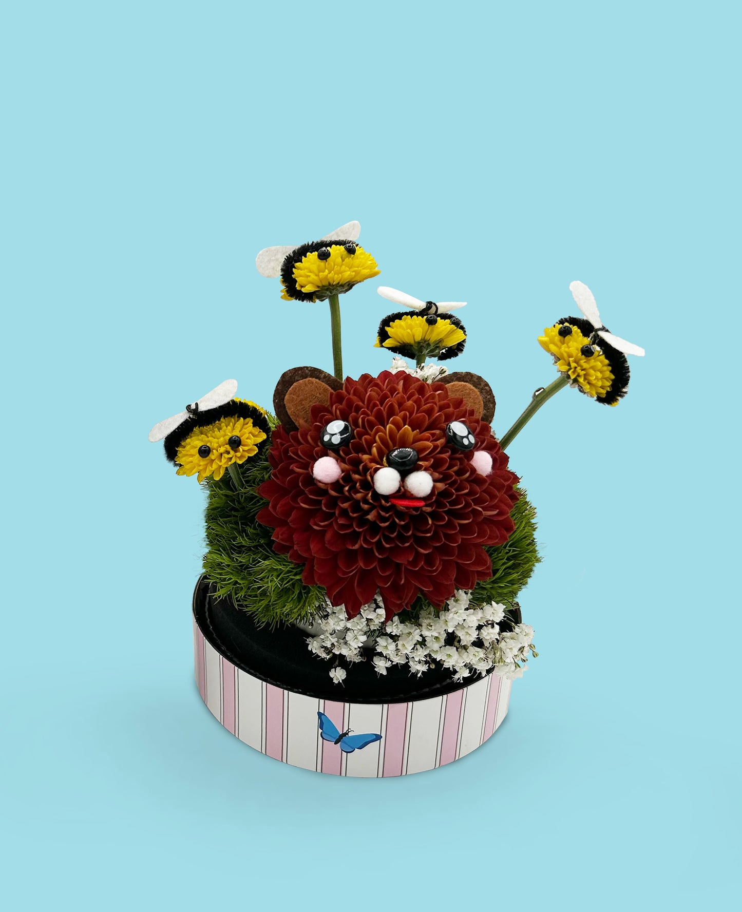 Bluebearry Bear - Made with Fresh Cut Flowers