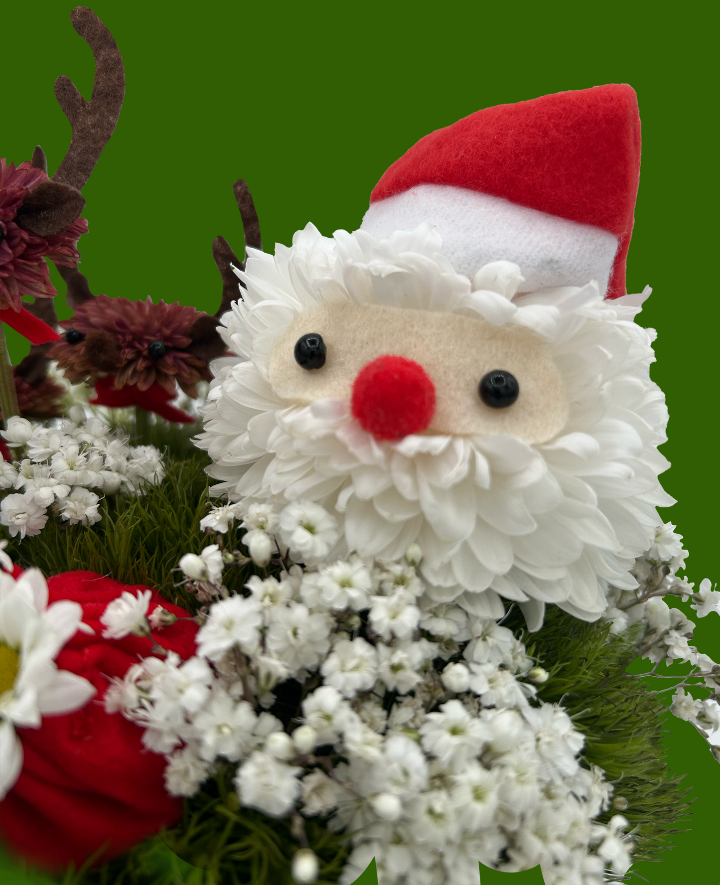 Santa and Rudolph - Made With Fresh Cut Flowers