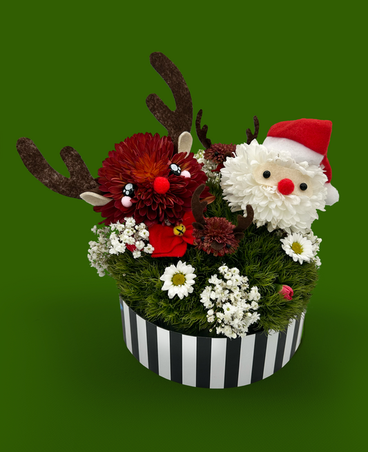Santa and Rudolph - Made With Fresh Cut Flowers