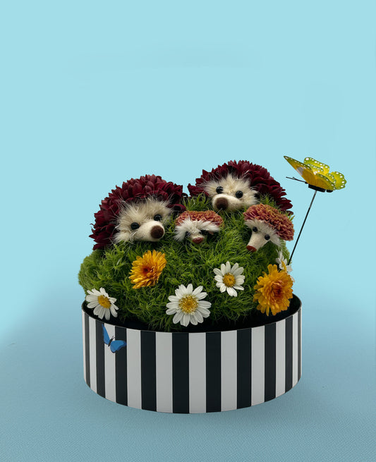 The Pricklepants Hedgehog Family - Made with Fresh Cut Flowers