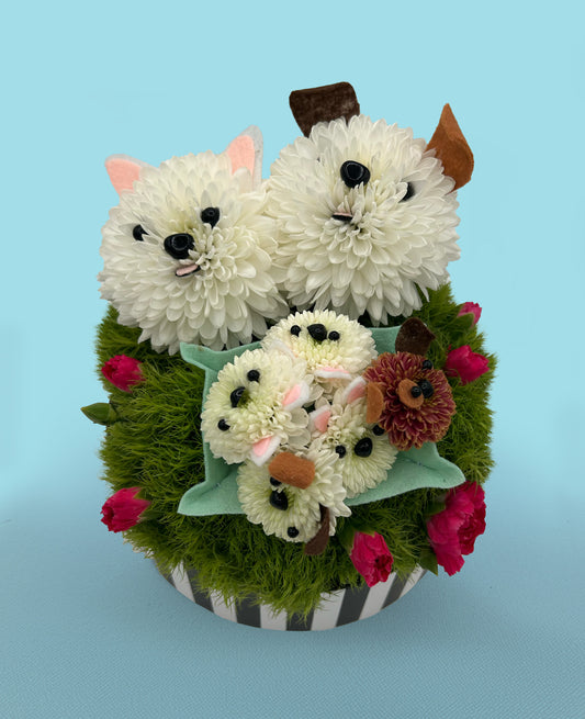 Dog Family - Made with Fresh Cut Flowers